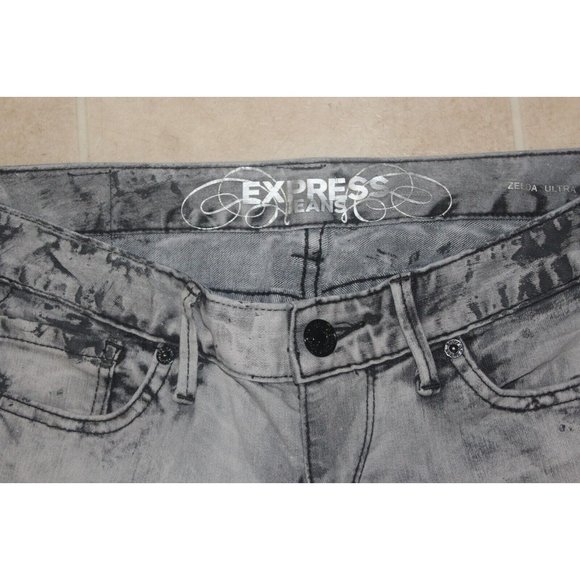 Express jeans size 9 gray with black paint splatter Zelda Ultra Skinny EUC CUTE - Picture 4 of 8